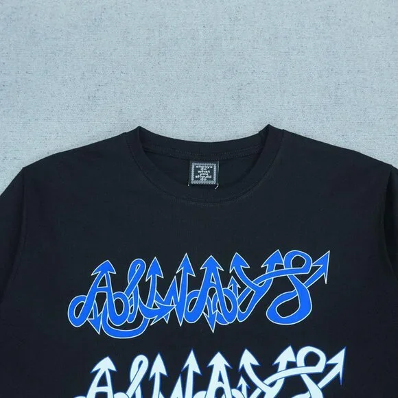 Always Black Graffiti Lettering Short Sleeve T Shirt